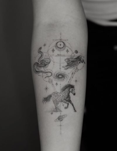 Zodiac family tattoo by Dr. Woo @_dr_woo_